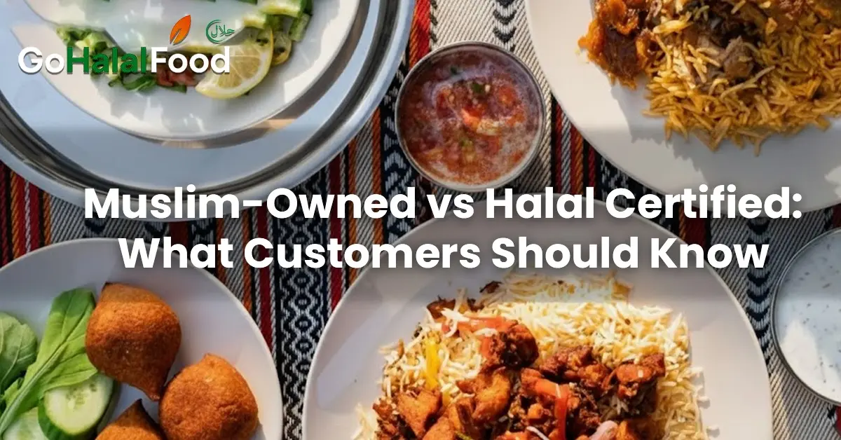 Halal meals displayed on table comparing Muslim owned restaurants and halal certified food choices for informed customers now